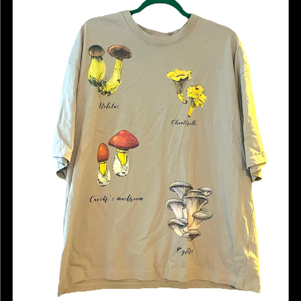 Mens Size XL Mushroom Tshirt Premium Heavy Cotton Boxy Fit Print Tee - Picture 1 of 10